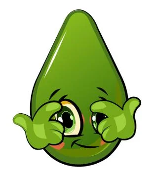 Avocado cartoon. Comical face. Vector illustration. Fruit with eyes. Stock Illustration