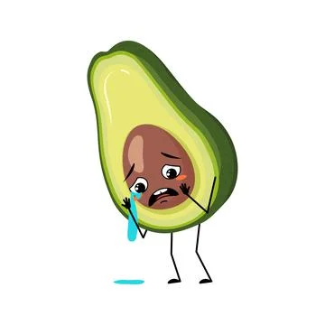Avocado character with crying and tears emotion Stock-Illustration