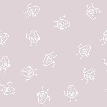 Avocado character line seamless pattern Stock Illustration