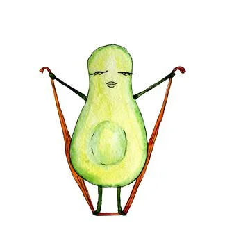 Avocado character pulling the elastic band clipart Stock Illustration