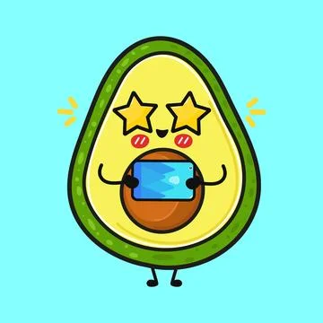 Avocado character using tablet for secure mobile payment Illustrazione stock