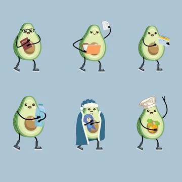 Avocado characters set Stock Illustration
