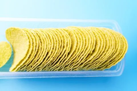 Avocado chips stacked in a box Stock Photos