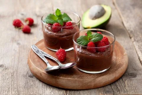 Avocado chocolate mousse Stock Photos