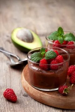 Avocado chocolate mousse Stock Photos