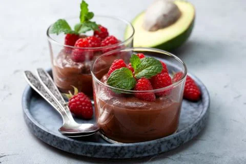 Avocado chocolate mousse Stock Photos