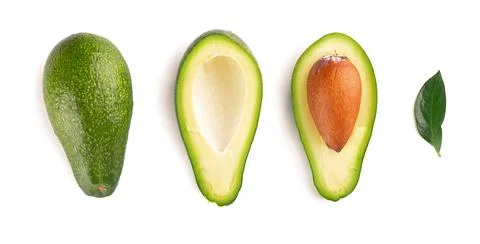 Avocado, clipping path, isolated on white background full depth of field . Stock Photos