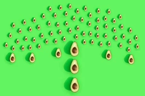 Avocado on a colored background food pattern 写真素材