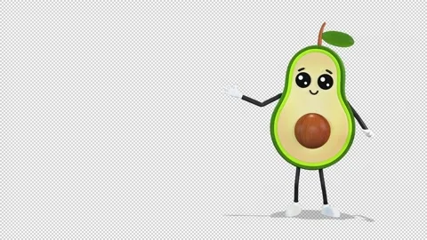 Avocado comes out from the right side of the screen and greeting 库存影片 168028806