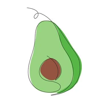 Avocado in continuous line art drawing style. Avocado minimalist black linear Stock Illustration