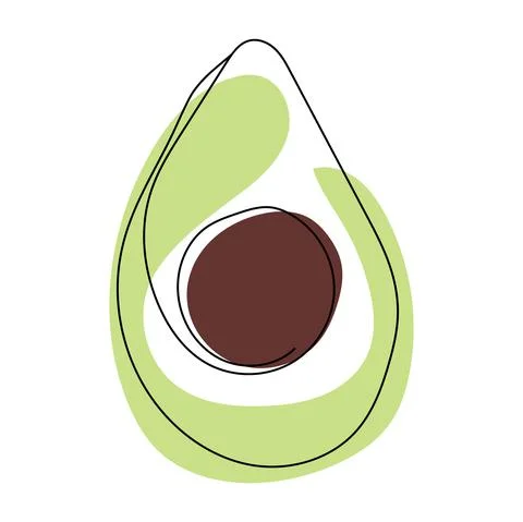 Avocado. Continuous one line drawing. Stock Illustration