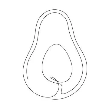 Avocado continuous one line drawing. Stock Illustration