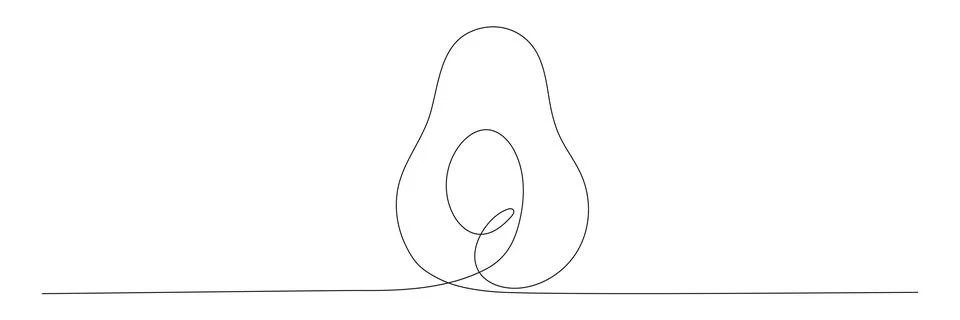 Avocado continuous one line drawing. Stock Illustration