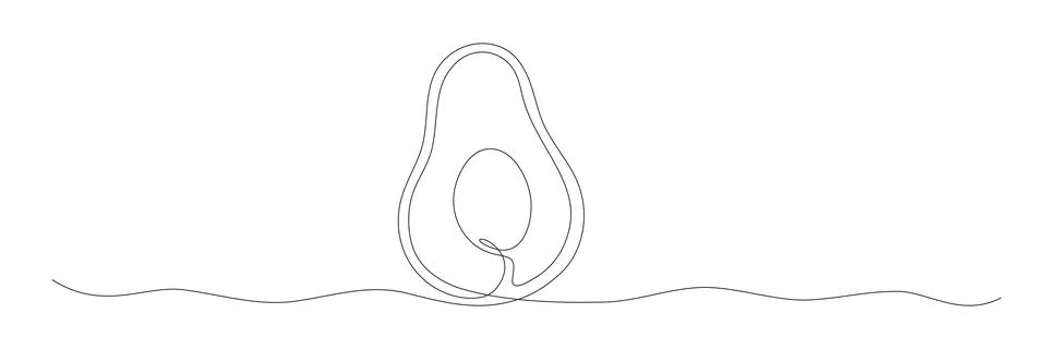 Avocado continuous one line drawing. Stock Illustration