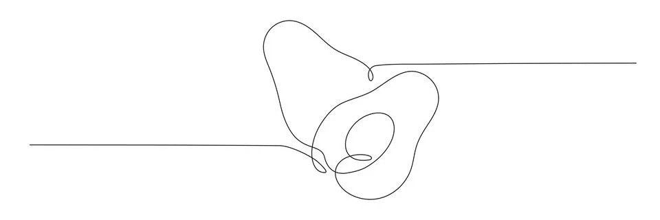 Avocado continuous one line drawing. Stock Illustration