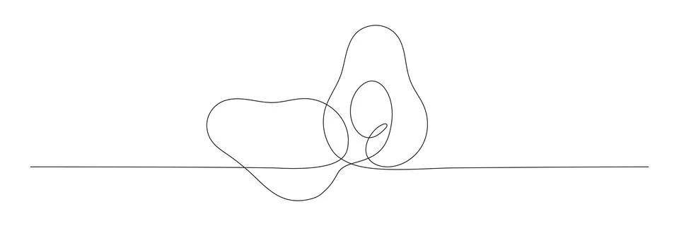 Avocado continuous one line drawing. Stock Illustration