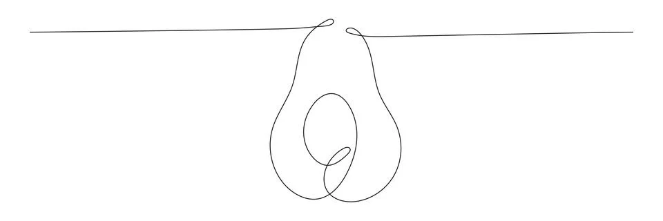 Avocado continuous one line drawing. Stock Illustration