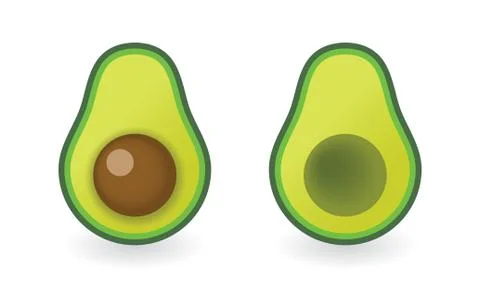 Avocado - cut with bone and cut without bone Stock Illustration