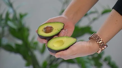 Avocado cut in half Video stock 115412129