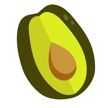 Avocado with cut out slice and spots on the skin Stock Illustration