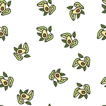 Avocado cut peel green slice vector seamless pattern Stock Illustration