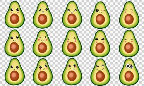Avocado cute face Иллюстрация