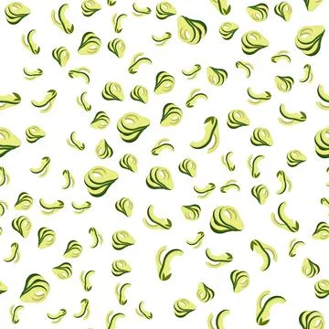 Avocado cutting fruit seamless pattern. Avocado slices, halved and thinly s.. Illustrazione stock