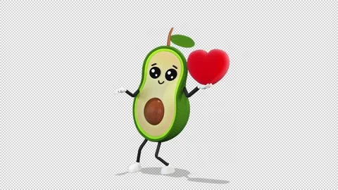Avocado dancing with a heart Stockbeeldmateriaal 168029028