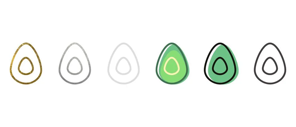 Avocado in different styles. Icon. Stock Illustration