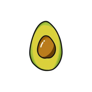 Avocado doodle icon, vector color illustration Stock Illustration