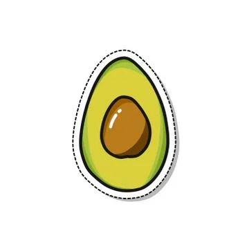 Avocado doodle icon, vector sticker illustration Stock Illustration
