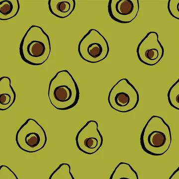 Avocado doodle seamless pattern Stock Illustration