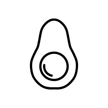 Avocado flat icon. Pictogram for web. Line stroke. Isolated on white backgrou Stock Illustration