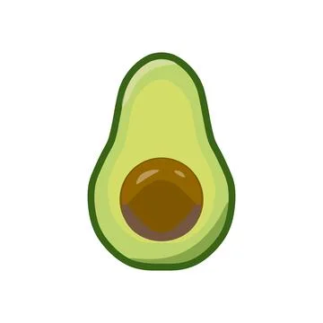 Avocado flat icon. Pictogram for web. Line stroke. Isolated on white backgrou Stock Illustration