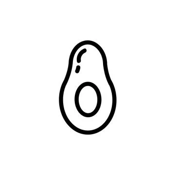 Avocado flat outlined icon. Vector vegetable logo isolated on white backgroun Stock Illustration