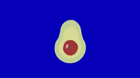 Avocado Fruit Animation on Blue Screen Видео 345096550