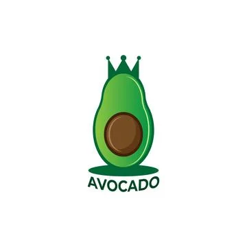 Avocado fruit with crown logo concept. Fresh avocado logo green fruit. Stock Illustration