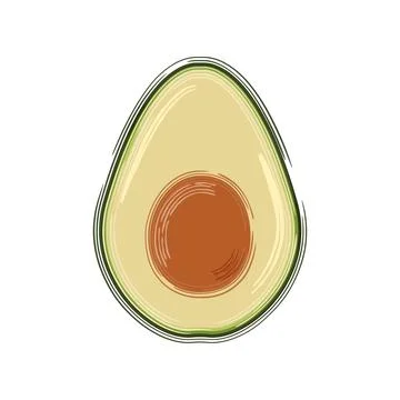 Avocado fruit icon. Half of ripe avocado. Flat style. Isolated on white Stock Illustration