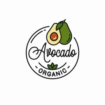 Avocado fruit logo. Round linear of avocado slice Illustrazione stock