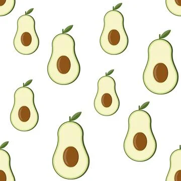 Avocado fruit pattern, color vector illustration Stock Illustration