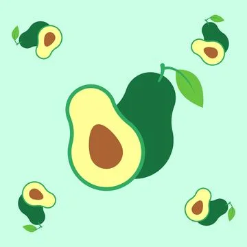 Avocado fruit seamless for pattern fabric, simple avocado fruit cute repeat.. 스톡 일러스트