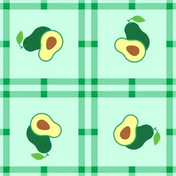 Avocado fruit seamless for pattern fabric, simple avocado fruit cute repeat.. Stock Illustration