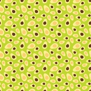 Avocado fruit seamless pattern with lime green background. Stock Illustration
