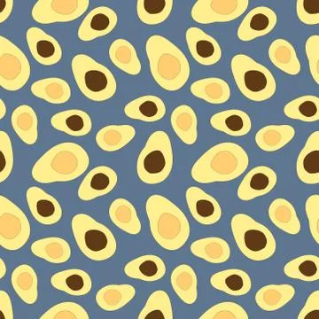 Avocado fruit seamless pattern with lime blue background. pattern for Stock Illustration