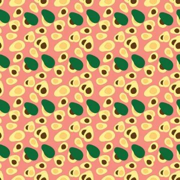 Avocado fruit seamless pattern with lime pink background. pattern for Stock Illustration
