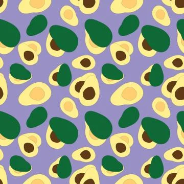 Avocado fruit seamless pattern with lime blue background. pattern for Stock Illustration