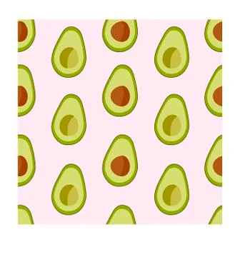 Avocado fruit seamless pattern on a pink background. Illustration