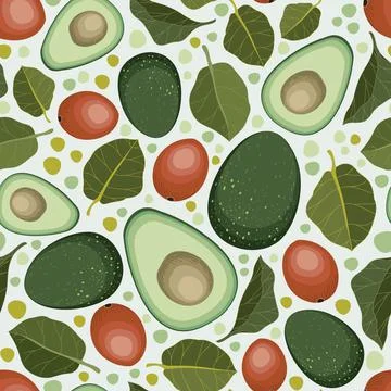 Avocado fruit vector seamless pattern background design Stock Illustration