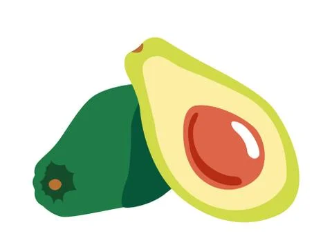 Avocado fruit on white isolated background. Icon Vector flat  illustration. Stock Illustration