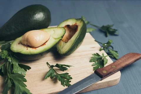 Avocado on a grey background. Foto stock